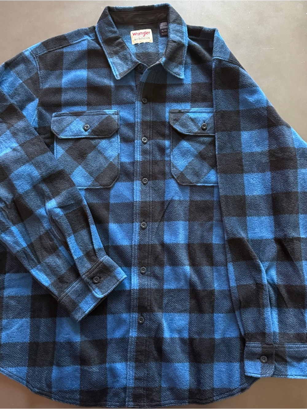 Wrangler Blue and Black Plaid Button-Down Workshirt